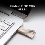 Samsung BAR Plus USB Flash Drive Type-A 64GB 200MB/s Read 30MB/s Write Durable USB 3.1 Memory Stick with Key Ring Titanium Grey MUF-64BE4/CN