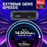 Crucial T705 2TB PCIe Gen5 NVMe M.2 SSD - Up to 14,500 MB/s - Game Ready - Internal Solid State Drive (PC) - +1mo Adobe CC - CT2000T705SSD3