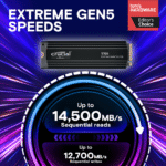 Crucial T705 2TB PCIe Gen5 NVMe M.2 SSD with Heatsink - Up to 14,500 MB/s - Game Ready - Internal Solid State Drive (PC) - +1mo Adobe CC - CT2000T705SSD5