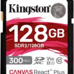 Kingston Canvas React Plus 128GB SD Card | SDXC UHS-II | 300R/260W U3 V90 | Full HD/4K/8K | SDR2/128GB