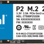 Crucial P2 500GB M.2 2280 NVMe PCIe 3.0 x4 CT500P2SSD8