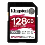 Kingston Canvas React Plus 128GB SD Card | SDXC UHS-II | 300R/260W U3 V90 | Full HD/4K/8K | SDR2/128GB