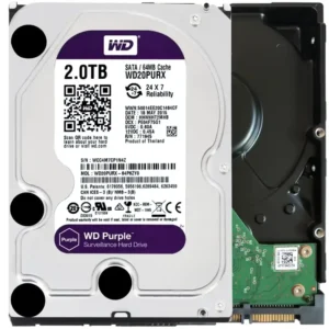 WD20PURX.webp WD Purple 2TB Surveillance Hard Disk Drive - 5400 RPM Class SATA 6Gb/s 64MB Cache 3.5 Inch WD20PURX