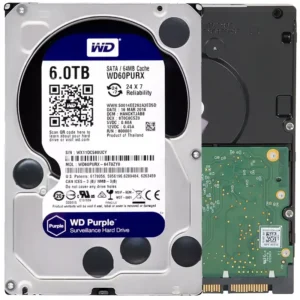 WD60PURX.webp WD Purple 6TB WD60PURX Surveillance Hard Disk Drive - 5400 RPM Class SATA 6Gb/s 64MB Cache 3.5 Inch