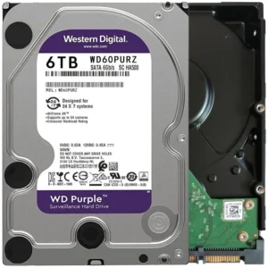 fl7h7iobs0j9g4q7j2kt.webp WD Purple 6TB Surveillance Hard Disk Drive - 5700 RPM Class SATA 6Gb/s 64MB Cache 3.5 Inch WD60PURZ