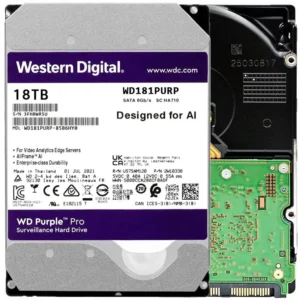 mn7hxr7hb8yv3kxo0h1x.webp WD Purple Pro WD181PURP 18TB 7200 RPM 512MB Cache SATA 6.0Gb/s 3.5" Internal Hard Drive